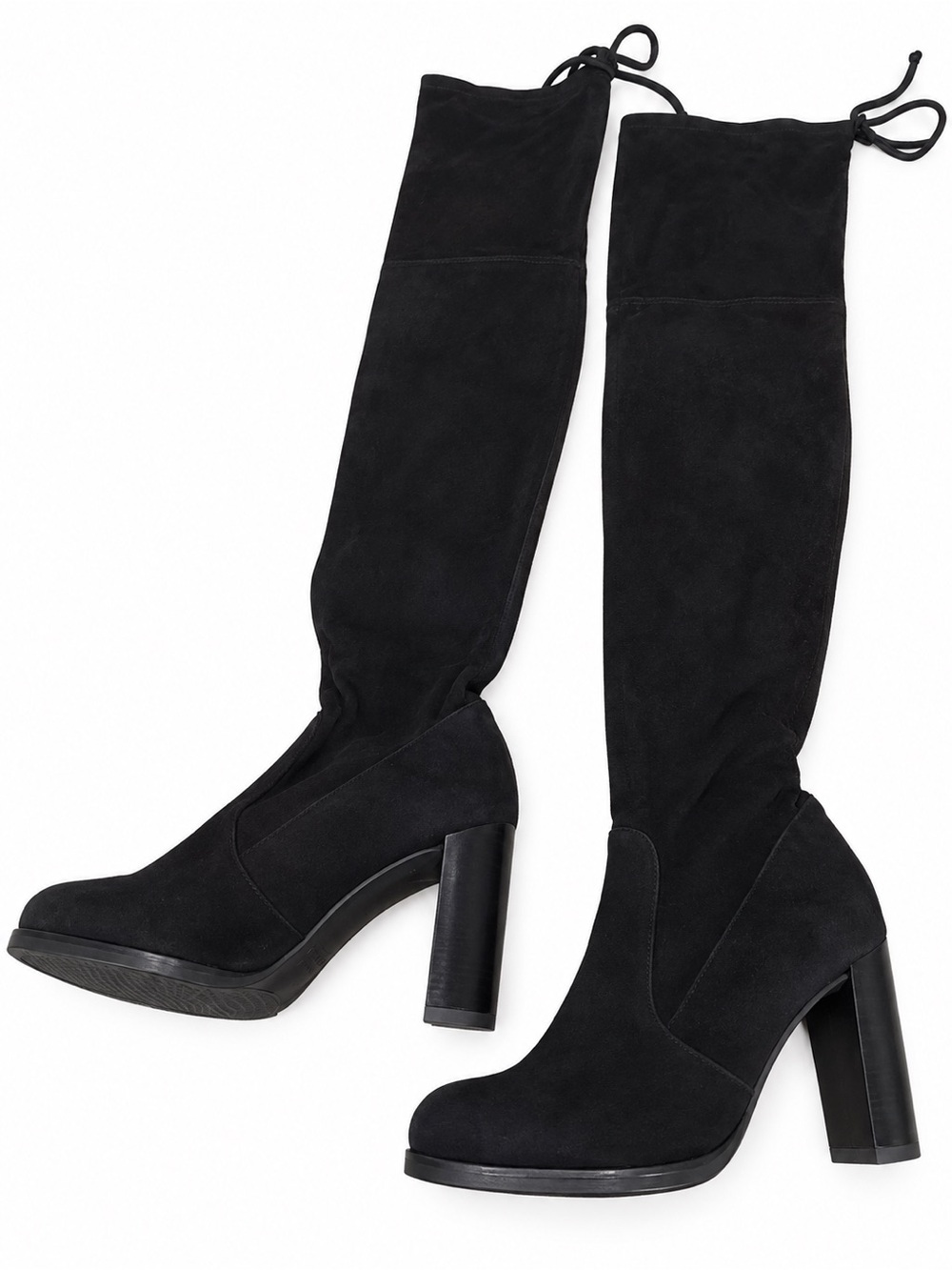 Stuart Weitzman Black Over-the-Knee Suede Block Heel Boots